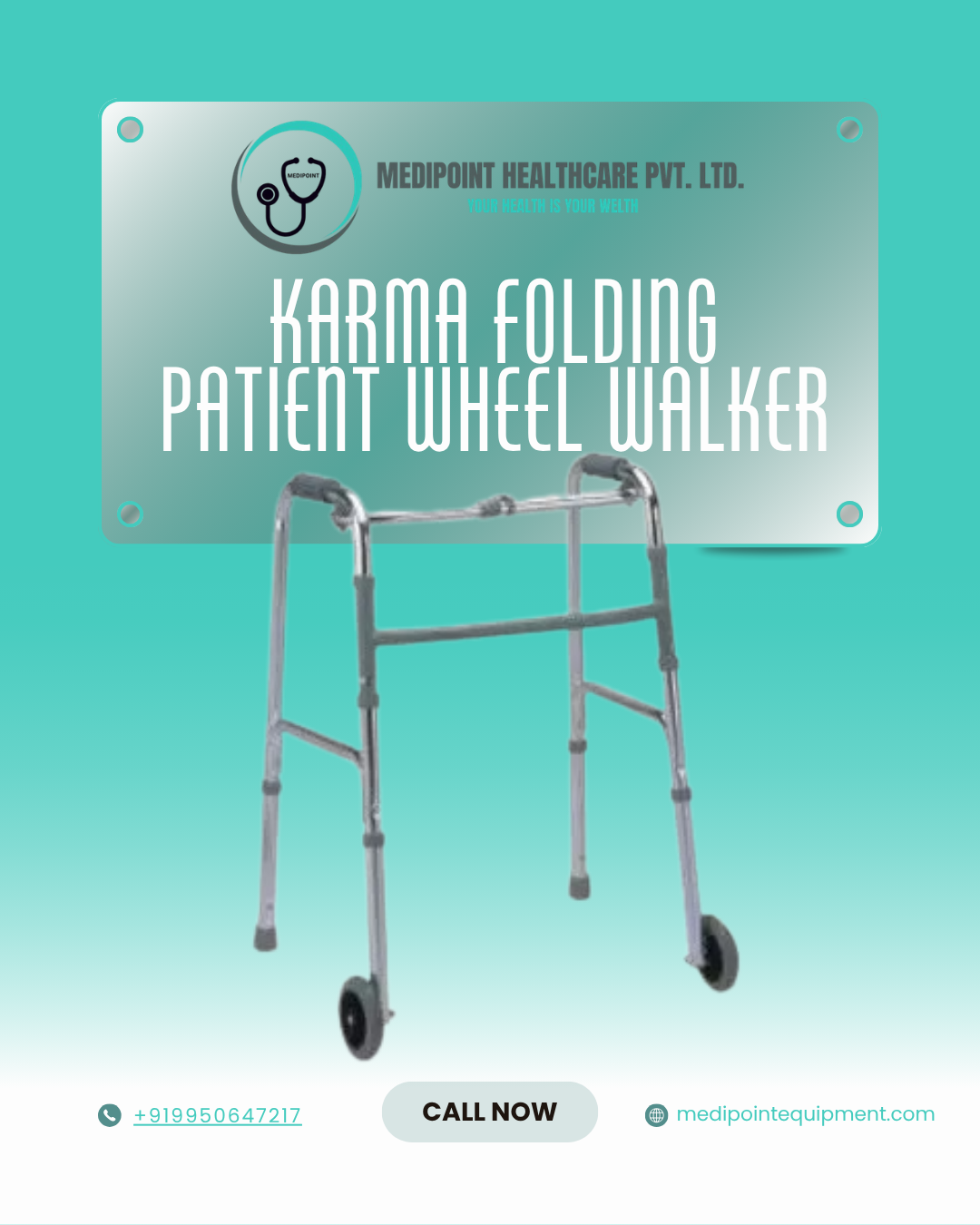 Karma Folding Patient Wheel Walker on Rent in Jaipur